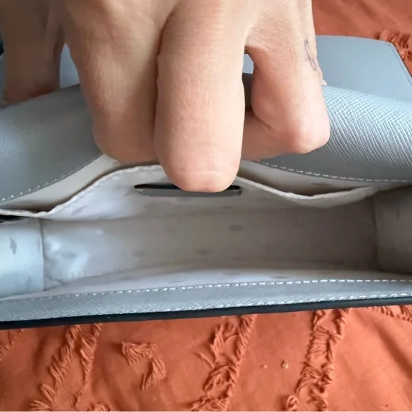 kate spade new york Carson Saffiano Leather Convertible Crossbody Gray White - Picture 6 of 7